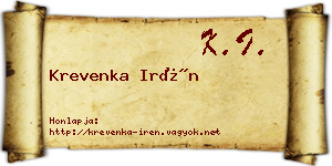 Krevenka Irén névjegykártya